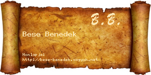 Bese Benedek névjegykártya